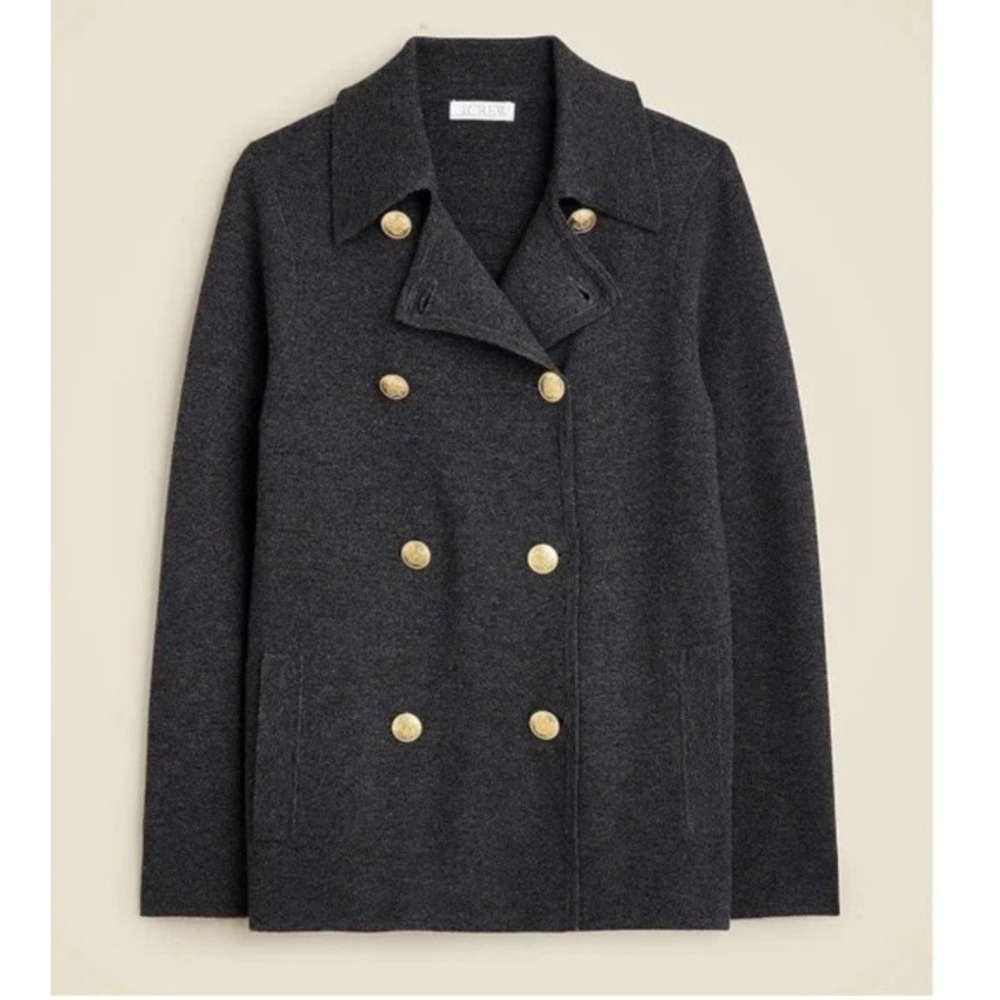 J. Crew Warwick Sweater Blazer Heather Charcoal Wool Blend‎ Size Small Preppy
